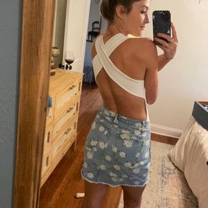 Lulu’s White Open Back Bodysuit